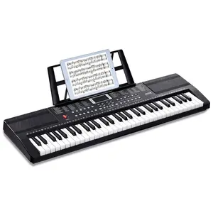 61 Key Digital Keyboard Piano, 200 Tones 200 Rhythms, Electric Portable Piano Keyboard Kit with 60 Demo Songs In Dual Speakers Headphones, Piano Stickers for Beginners Learning