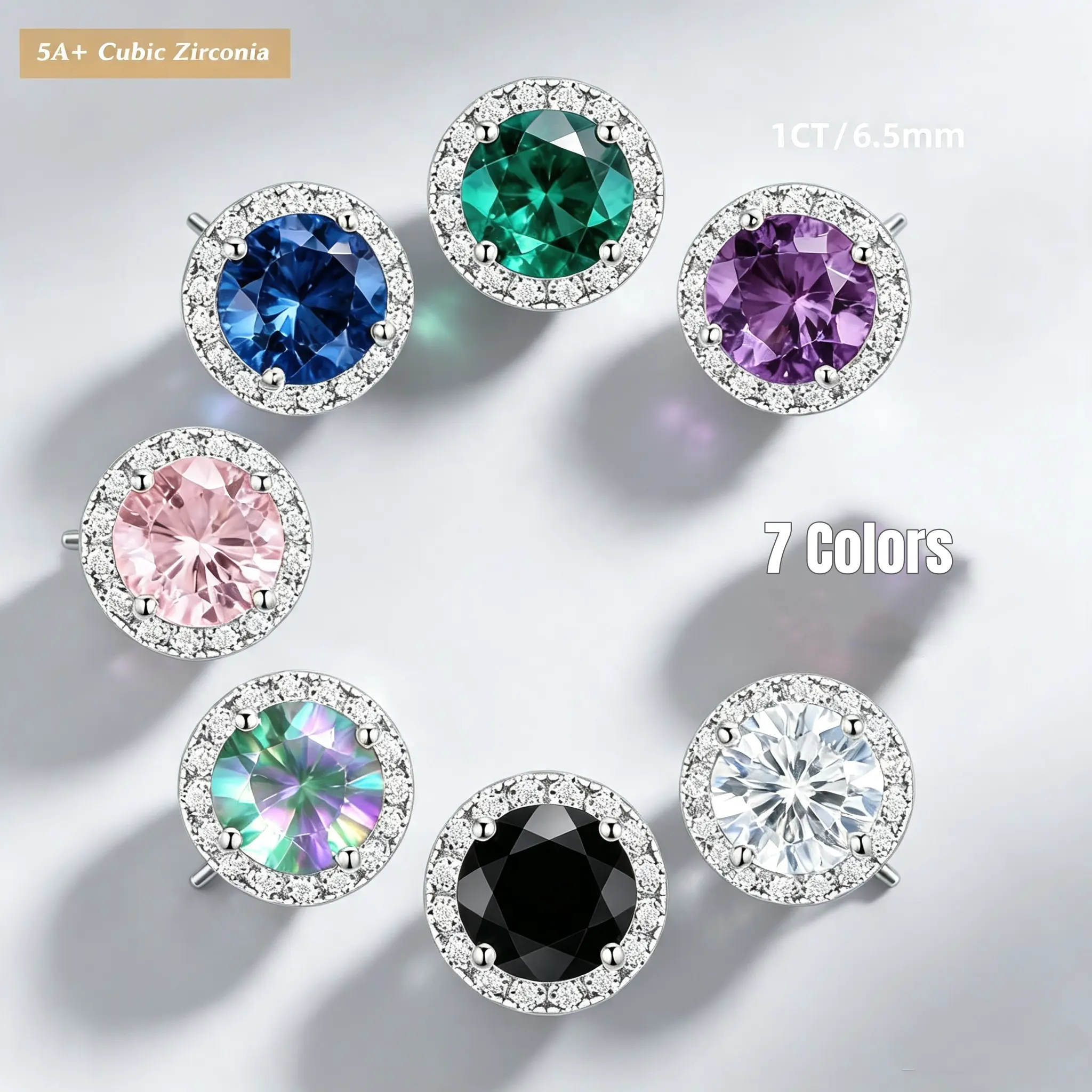 BUBURBO New S925 Silver Moissanite Style Stud Earrings – Pink & Colored, 0.3ct/0.5ct/2ct | Unisex Gift, Genuine Cert | dealsforyoudays Exclusive | Styles: Combination/Stud
