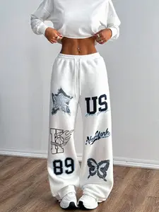 Women's All-Season Streetwear Joggers, Cool Graphic Hip-Hop Rap Dance Motorcycle School Casual Fashion Trendy Sportswear, Sports Pants