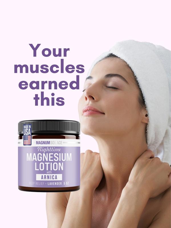Magnum Solace Nighttime Magnesium Lotion with Arnica - Deep Relief Hydrating Lotion for Daily Comfort 5oz