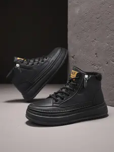 Men's Classic Mid-Calf Boots, Fall & Winter Casual Sports Shoes, PU Leather, Rubber Sole, All-Season Wear, Fashionable Outdoor Walking Shoes