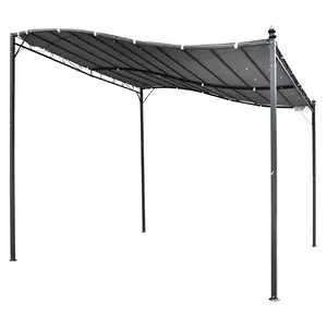 10' x 13' Outdoor Steel Pergola Gazebo, Gray Patio Canopy with Weather-Resistant Fabric and Drainage Holes