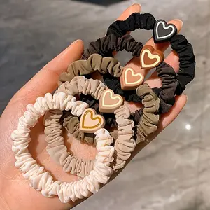 5pcs Women's Cute Heart-Shaped Hair Ties, High Elastic Hair Bands for Braids, Valentine's Day Gift, Mixed Colors, Sweet Style,