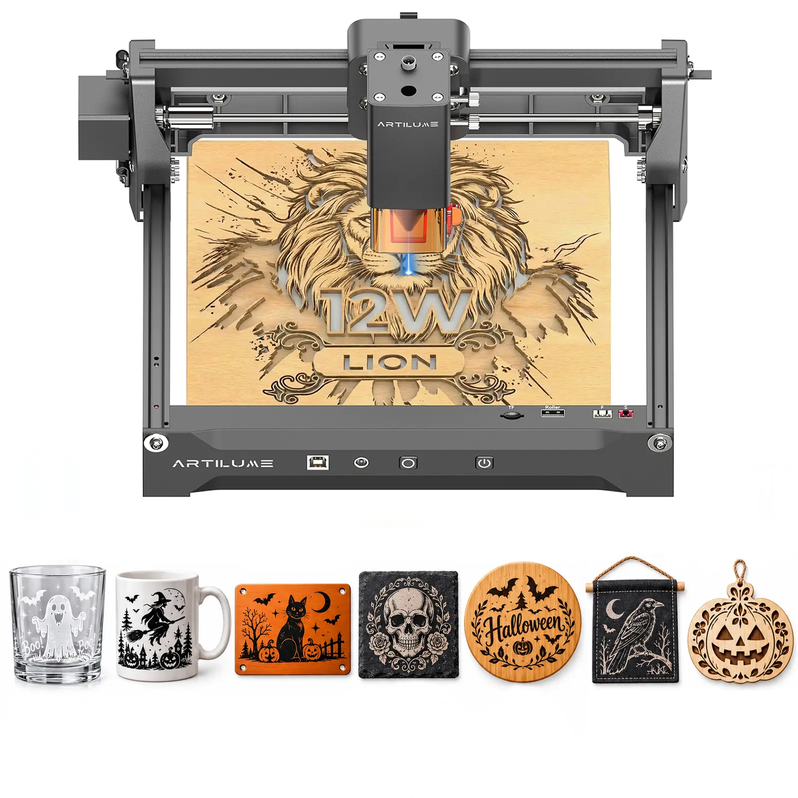 ARTILUME U1 Laser Engraving & Cutting Machine (U1-7W, 12W) - Calibrated Hardware Kit with CutLabX, Offline Mode, 0.01mm Precision, 150×200mm Work Area, Engraves Wood, Leather, Acrylic/Fabric, Ready to Use for DIY Projects, Beginners