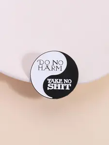 "Do No Harm/Take No Shit" Yin Yang Enamel Pin, Sassy Spiritual Badge, Fashion Accessories for Women & Men, Enamel Pin Suitable for Backpacks, Jeans, Scarves, Hats Decoration, Hat Pins