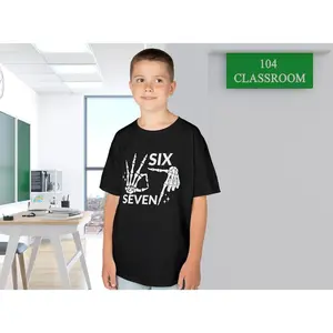 Six Seven Skeleton Hands Tee, Kids 6-7 Tshirt, Funny Meme Shirt