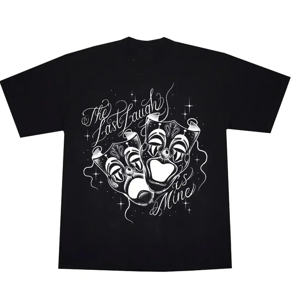 Last Laugh Chicano Clothing Smile Now Cry Later Chicana Art Cholo Chola Outfit Cotton Fabric Menswear Casual Streetwear T-Shirt for Daily Life Work & Shopping