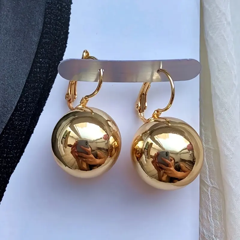 Boho Earrings Gold & White Plated Hypoallergenic Ball Drop Design Perfect Gift for All-Day Comfort & Stylish Bohemian Dangle Jewelry