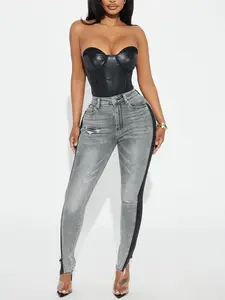 Davine Two Tone Stretch Skinny Jeans - Grey