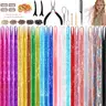 Glamorous Polyester Hair Tinsel Kit - Upgraded 24-Color Festive Fairy Glitter Extensions, 48in 8400-Strand Holographic Bling, Heat-Resistant Colorfast Accessories for Teens & Adults, Teen Girls Gifts, Girly Feminine Items, Girls Christmas Gifts