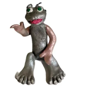 Homemade NicNac Handmade Clay Dash Buddy - Unique Clay Figure with Green Eyes and Pink Lips Decor Ornaments