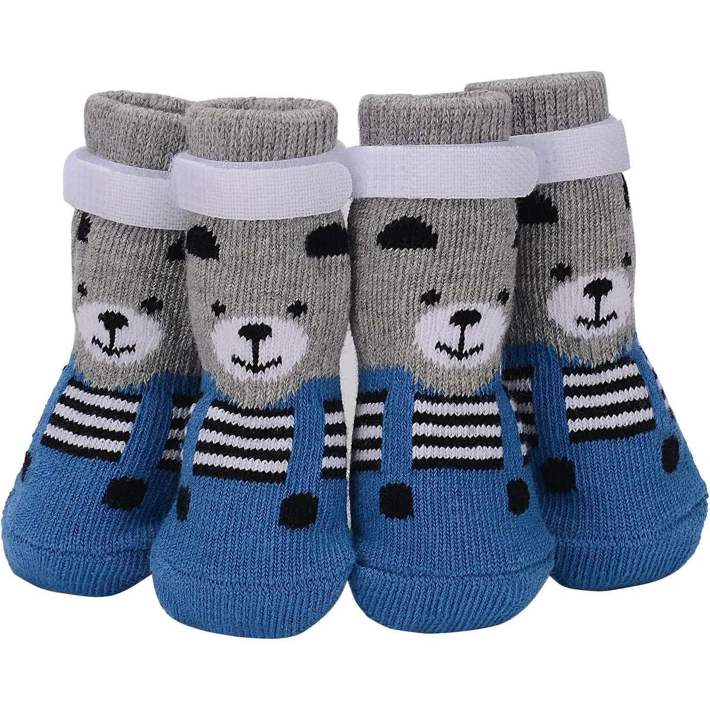Anti-Slip  Socks, 4 count Indoor Non-Skid  Socks with Adjustable Detachable Fastener Strap for Small Medium Dogs Cats Puppies Older Pets ( Paw, XS)