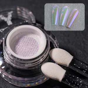 YOKEFELLOW GleamTap Cushion Aurora Chrome Nail Powder Mirror Powder GT113 Daydream/Green Blue with Lilac Sheen Nail Chrome Powder Super Shine Aurora Metallic Chrome Powder Illuminating Iridescent Glitter Nail Art Decoration for Home DIY Salon Manicure