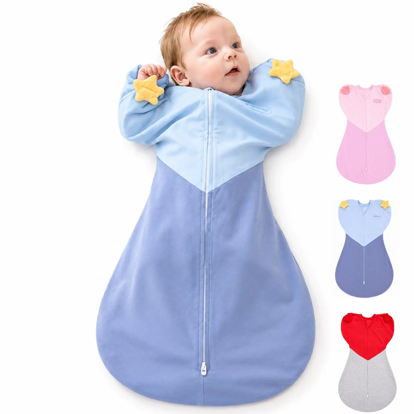 hahaland Sleep Sack, Swaddles for Newborns, Heart-Shaped Arms-Up Baby Swaddle with Exclusive Soothing Toys, 2-Way Zipper Swaddle, 1.0 TOG Newborn Essentials Must Haves, Pink, Medium 13-19 lbs Cute Bedding Gentle Soft Bedding
