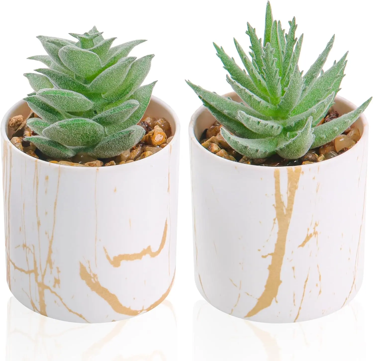 Der Rose 2-Piece Dwarf Cactus-Shaped Artificial Mini Plastic Succulents Set with 3.1"-3.5" Pots - Realistic Look Artificial Flower Decoration, Indoor/Outdoor Countertop Ornaments | summerwins Mid Year Sale, Kitchen