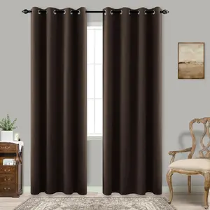 Brown Curtains 84 Inch Length 2 Panels Set Blackout Dark Chocolate Insulating Thermal Curtain for Winter Insulated,Grommets Floor Length Curtains for Bedroom Living Room Office