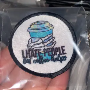 I Hate People But Coffee Helps Trucker Hat Bar Iron On Patch