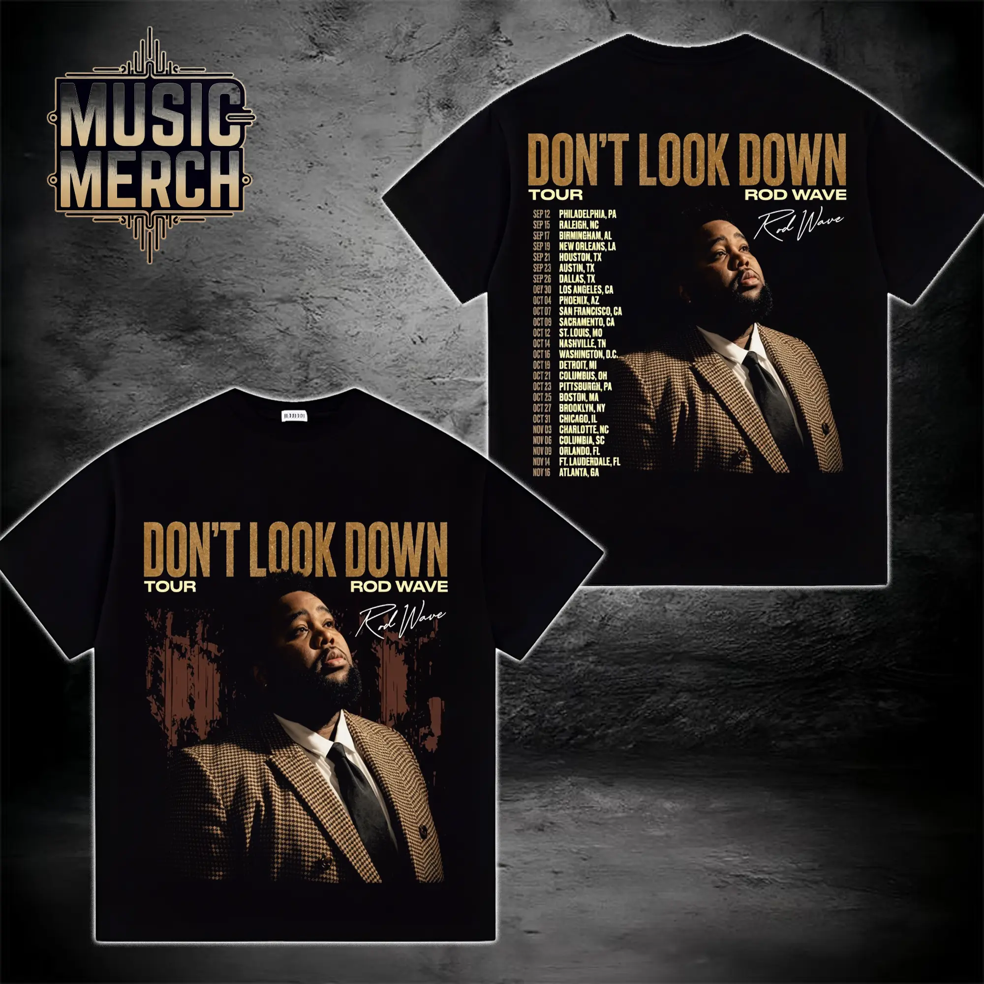 Rod Wave Don't Look Down Tour 2026 Shirt #6, Rod Wave Tour Dates T-Shirt, Double Sided Concert Graphic Tee, Rap Music Merch, Unisex Cotton Shirt, Gift for Fans