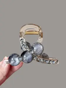 Women's Rhinestone Pearl Hair Clip, Medium Size Gradient Pearl Rhinestone Back Combing Half Ponytail Clip, Suitable for Daily Use