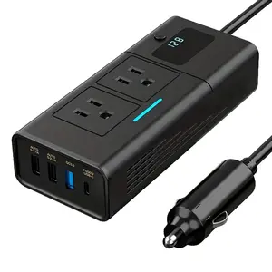 200w Car Power Inverter, Dc 12V to 110v Ac Adapter, Fast Charging USB-C 30w & USB-A 18w, Portable Laptop & Phone Charger Converter