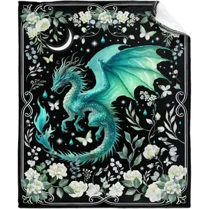 Dragon Throw Blanket, Dragon Gifts for Boys Girls Adults, Animal Throw, Plush Cozy Lightweight Flannel Quilts for Bedroom Sofa Couch Living Room Decoration, 40"x50" for Kids