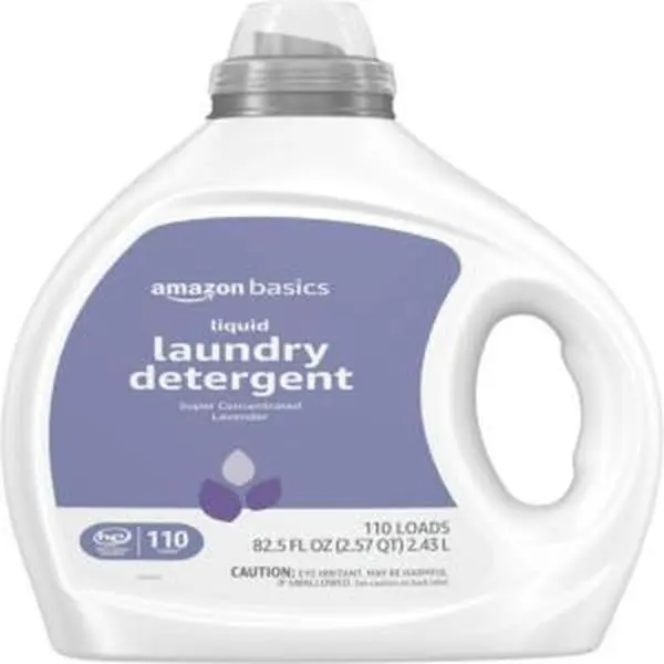Concentrated Lavender Liquid Laundry Detergent - Amazon Brand Large Bottle, 825 fl oz, Machine-Safe, Fresh Scent, 110 Loads Capacity Household Cleaner