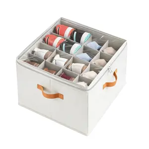 Premium Shoe Organizer for Closet Fabric Shoe StorageBoxes with Clear Cover,Adjustable Compartments Organizerwith Sturdy Handles, Foldable Closet Bin Fits 8-16 Pairs Cozy Home Living