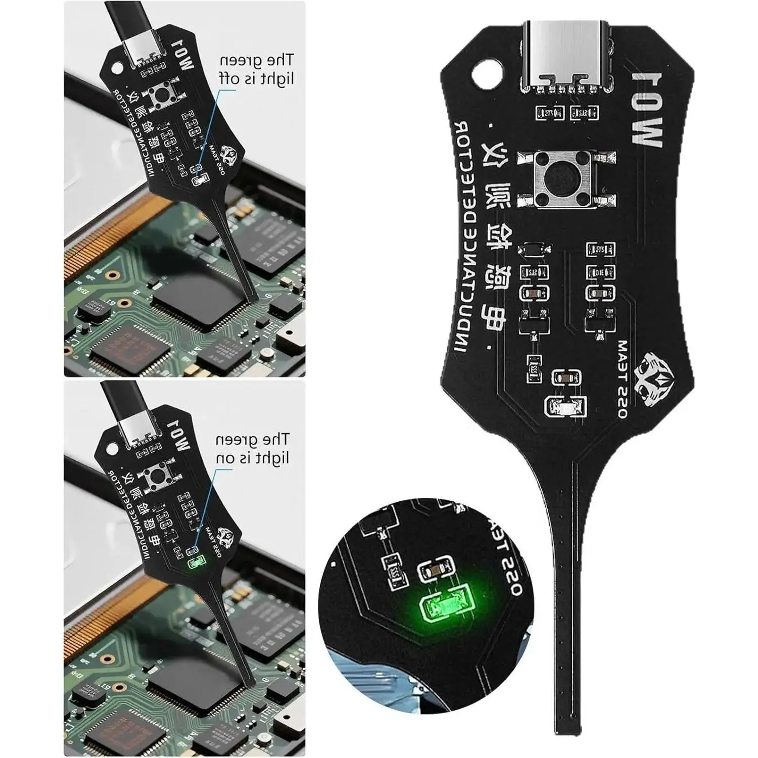 fathersdaygift Type-C Inductance Tester Motherboard Coil Tester Electronic Circuit Board Inductor Detector for Phone Motherboard Component Repair Electromagnetic Induction Quick Fault Check Tool
