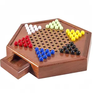 Wooden Pinball Checkers with Storage Drawer, 1 Set Pinball Checkers Game with 72pcs Beads, Party Game for Holiday Gathering, Birthday Party