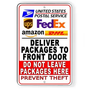 Aluminum Personalized Door Sign Front Delivery Please Do Not Leave Package to Prevent Theft Custom House Number Plaque Signage Door Hanging Sign