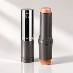 Dual-Ended Cream Highlighter Stick with Built-In Brush