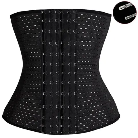 Women's Plus Size XS-6XL Steel-Boned Spandex Waist Trainer Corset, Lightweight Soft Comfortable Compression Mesh Waist Belt with Hooks for Tummy Control