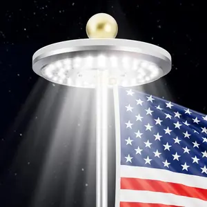 Solar Power Flag Pole Light Waterproof Auto On Off 15-25ft In Ground Super Bright Solar Lights for Flagpole All Weather Dawn to Dusk Lighting Easy Install