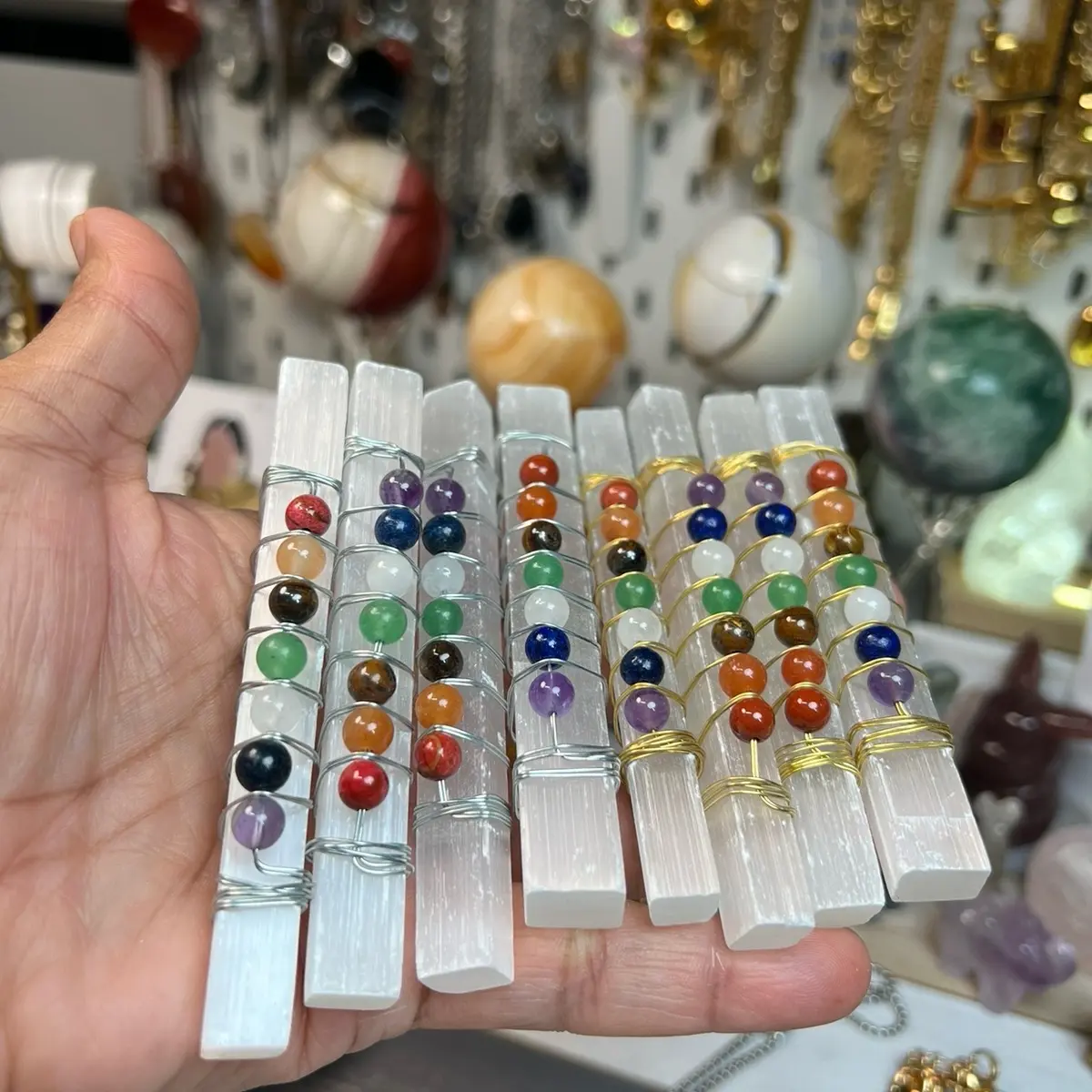 Selenite sticks with chakra