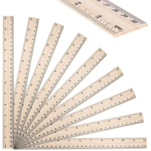 40 Pack 12 Inch Double Scale Wooden Rulers Bulk, Wood Measuring Ruler for Students Teachers Classroom Use