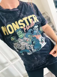 Monster Mash Halloween Icecream Unisex Top - Crew Neck Short Sleeve Fitted Tee with Full-Color Digital Print for Summer Casual Wear Women's Garment