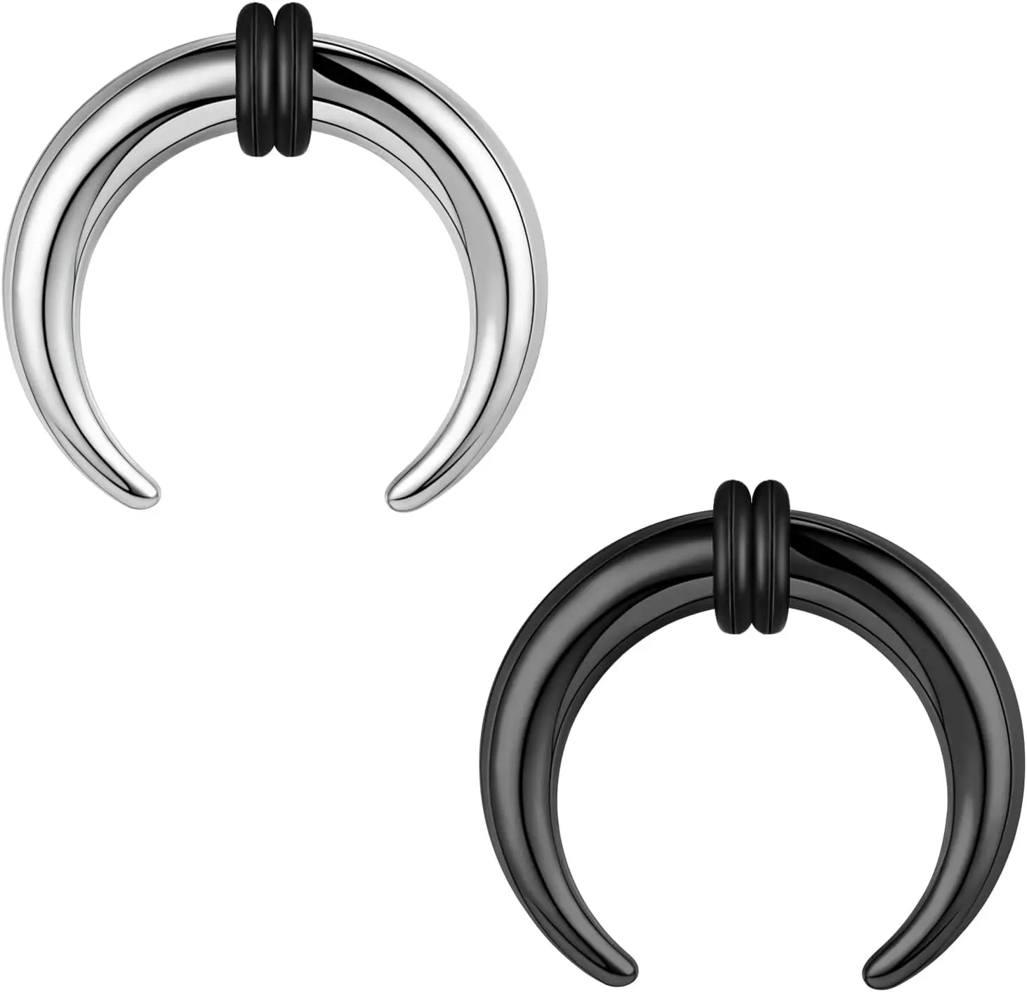 2Pcs Pincher Tapers Septum Rings, 2G 4G 6G 8G 10G 14G 16G Buffalo Horseshoe Stretcher Expander Piercing for Stretching Pierced Nose Ear Gauge for Women Men