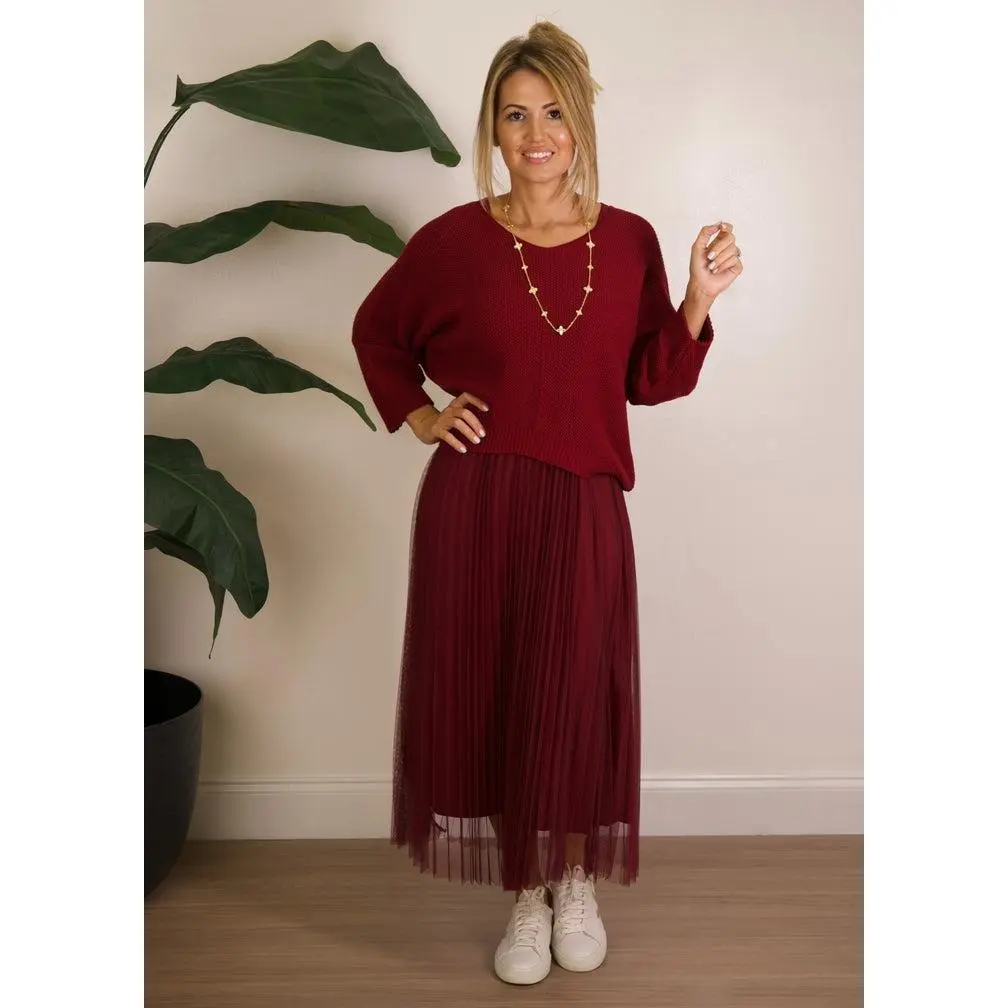 Stroll Downtown Maxi Dress burgundy long sleeve  party winter style