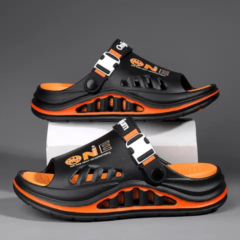 【Black Friday】Unisex Summer Sandals, Soft Non-Slip Thick Sole Colorblock Design, Anti-Slip Waterproof Sandals with Letter Print, Ideal for Indoor and Outdoor Use