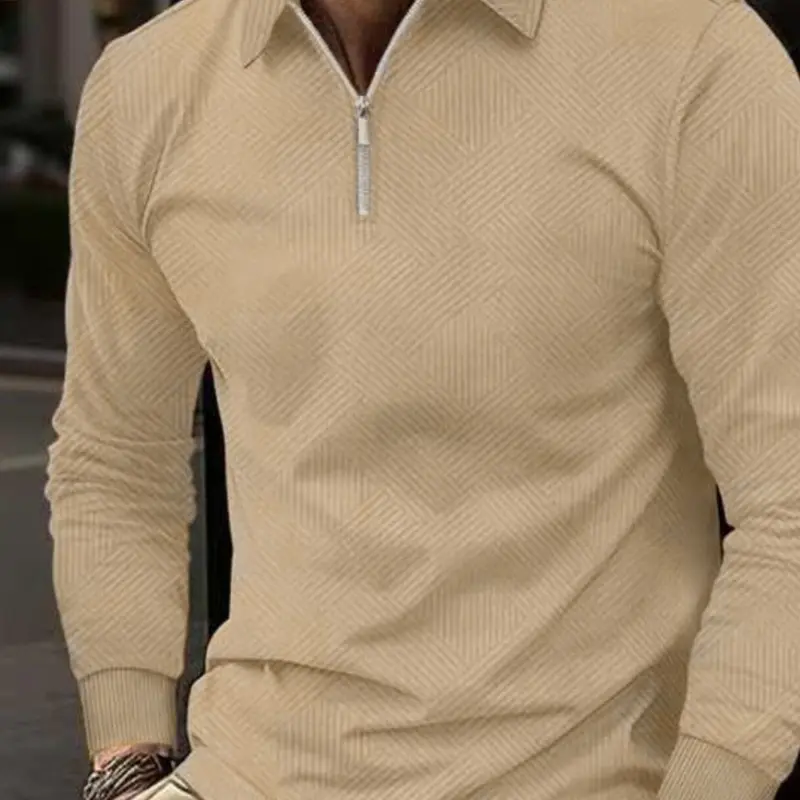 Autumn and winter men's solid color turtleneck sweater with jacquard texture, regular version of casual breathable long-sleeved kn sweater, outdoor sportswear, trendy men's clothing, Knitwear