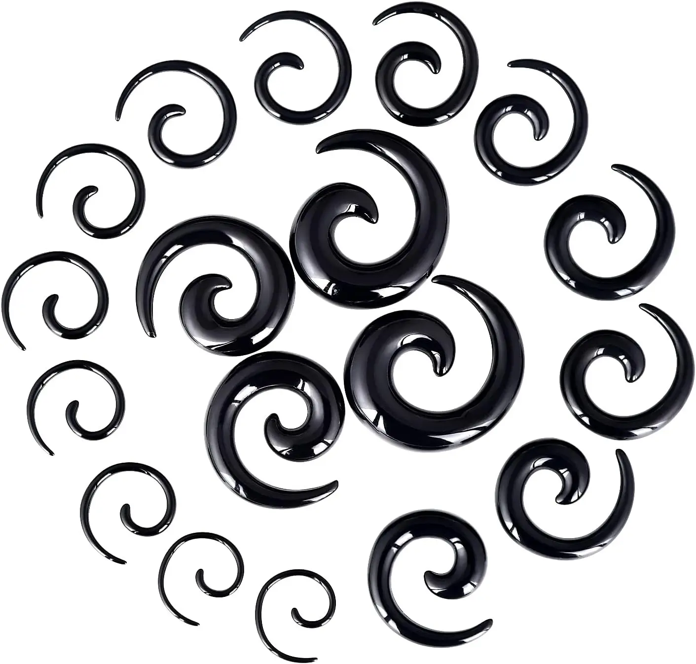 9 Pairs Acrylic Crescent Taper Set Horseshoe Septum Pincher Spiral Ear Stretching Kit Gauges 14G 12G 10G 8G 6G 4G 2G 0G 00G