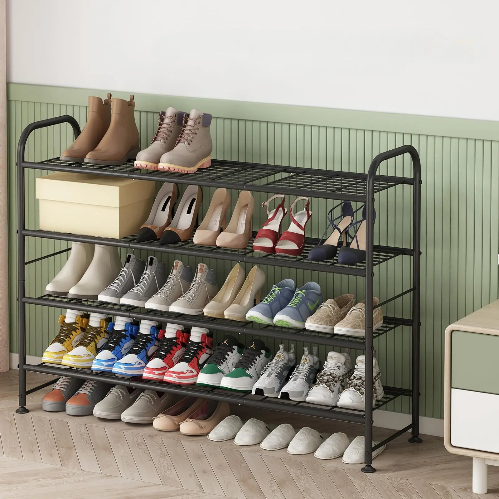 Metal Grey Rectangle Shoe Rack Organizer - Multipurpose 2-Tier/3-Tier/4-Tier Adjustable Space Saving Furniture for Closet, Entryway - Quick Setup Home Storage Solution, Multipurpose Shoe Rack, Garage Organization