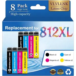 Remanufactured Ink Cartridges 8-Pack Latest Upgrade 2Yellow Replacement