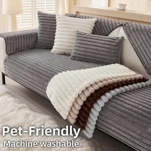 Thick Plush Sofa Cushion Cover, 1 Count Pet Friendly Non Slip Couch Cover, Sofa Slipcover for Dogs Cats, Machine Washable Sofa Protector, All Season Sofa Mat for Chair Loveseat 1 2 3 Seater or L Shaped Sectional, Anti Scratch Furniture Protector