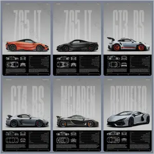 Modern Supercar Poster High-Quality Canvas Print with Car Specifications Ideal for Living Room Bedroom Office Decoration Gift
