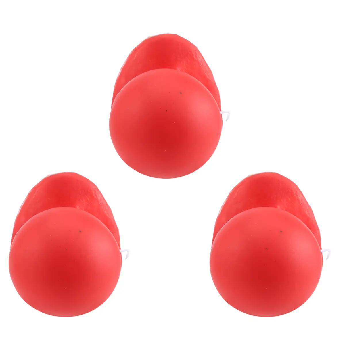 3-Pcs Round Shape 4.5cm Rubber Clown Noses with Elastic Rope - Loud Honk, Squeaking Feature, Adult Halloween Holiday Party Cosplay Accessories