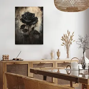 1 piece of vintage  rose canvas art print, - unframed floral wall decoration, suitable for bedroom, office, living room, home, and dormitory, elegant artwork with textured background, indoor decoration| Classical Aesthetics| Oil painti