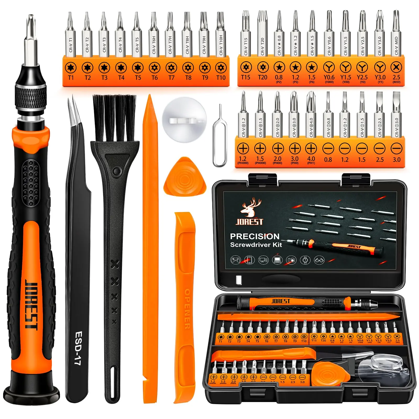 38Pcs Small Precision Screwdriver Set with Torx T5, T6, Y00, Mini Repair Tool Kit for Macbook, Computer, Laptop, iPhone, PS4 PS5, Xbox, Switch, Eyeglasses, Watch, Ring Doorbell, Electronic, etc