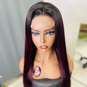 30” dark burgundy closure, with black roots