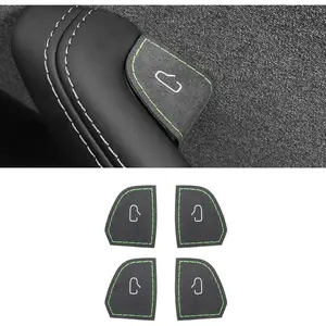 Car Door Lock Switch Button Trim for Tesla Model 3 Highland 2024 2023 Suede Wrap Decoration Sticker 4pcs Interior Accessories (Suede)